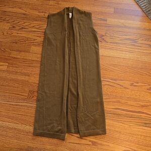 Long Merino Wool Vest | Warm Brown | Size XS